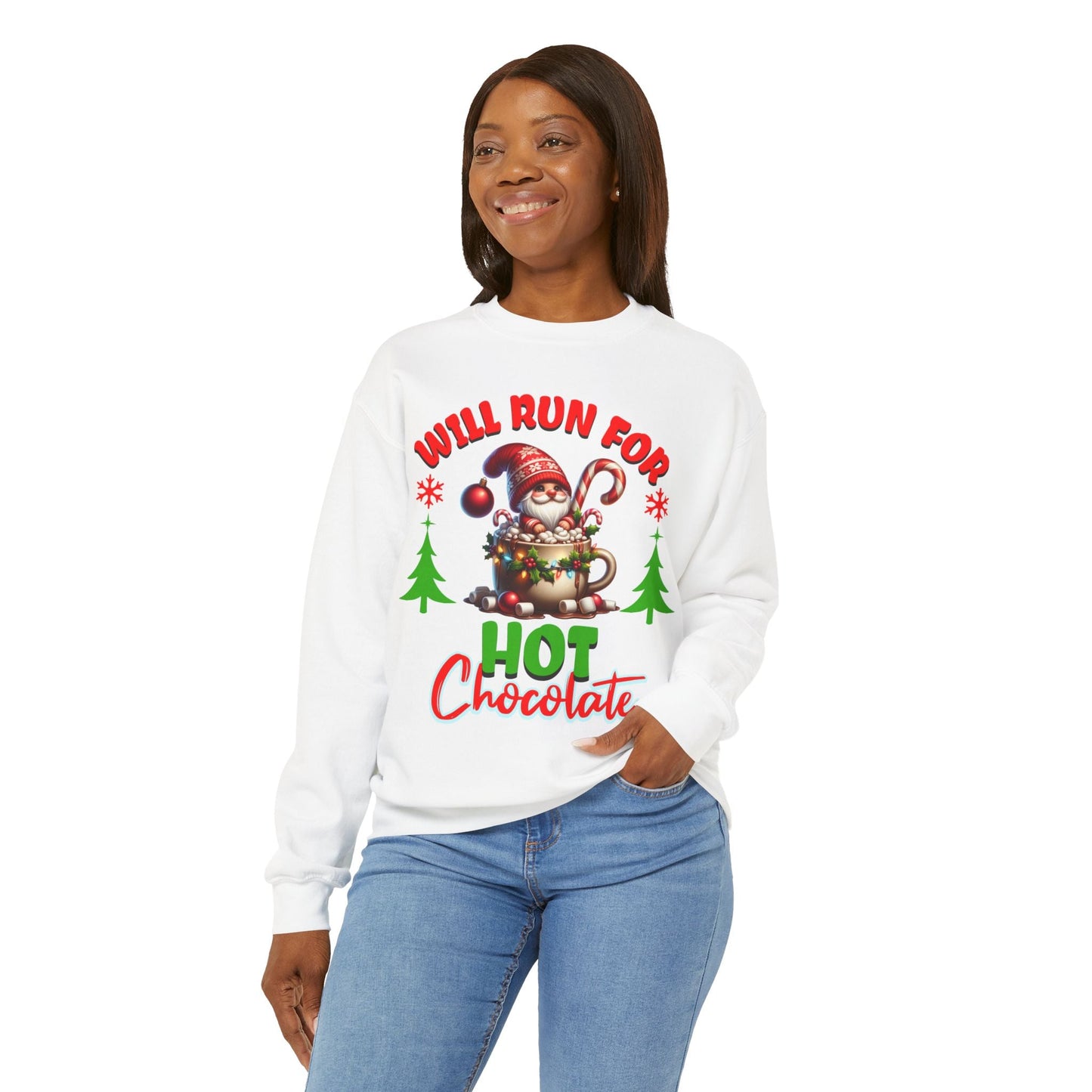 Will Run for Hot Chocolate - Unisex Crewneck Sweatshirt - Forward Gear Athletics