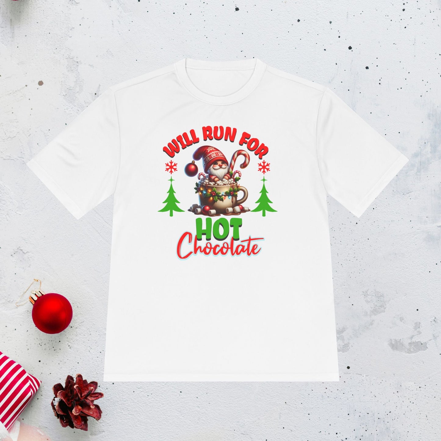 Will Run for Hot Chocolate - Unisex Moisture Wicking Tee - Forward Gear Athletics