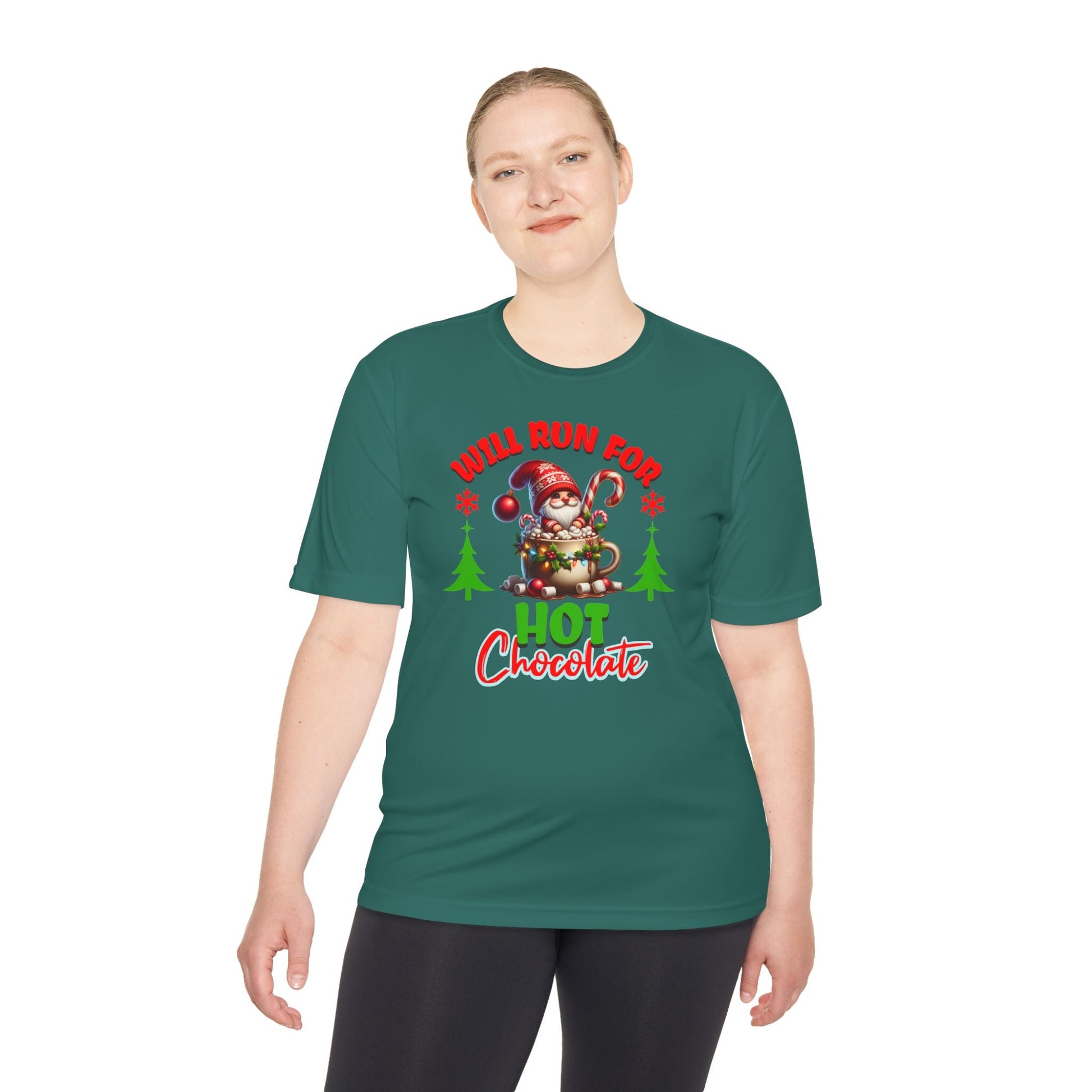 Will Run for Hot Chocolate - Unisex Moisture Wicking Tee - Forward Gear Athletics