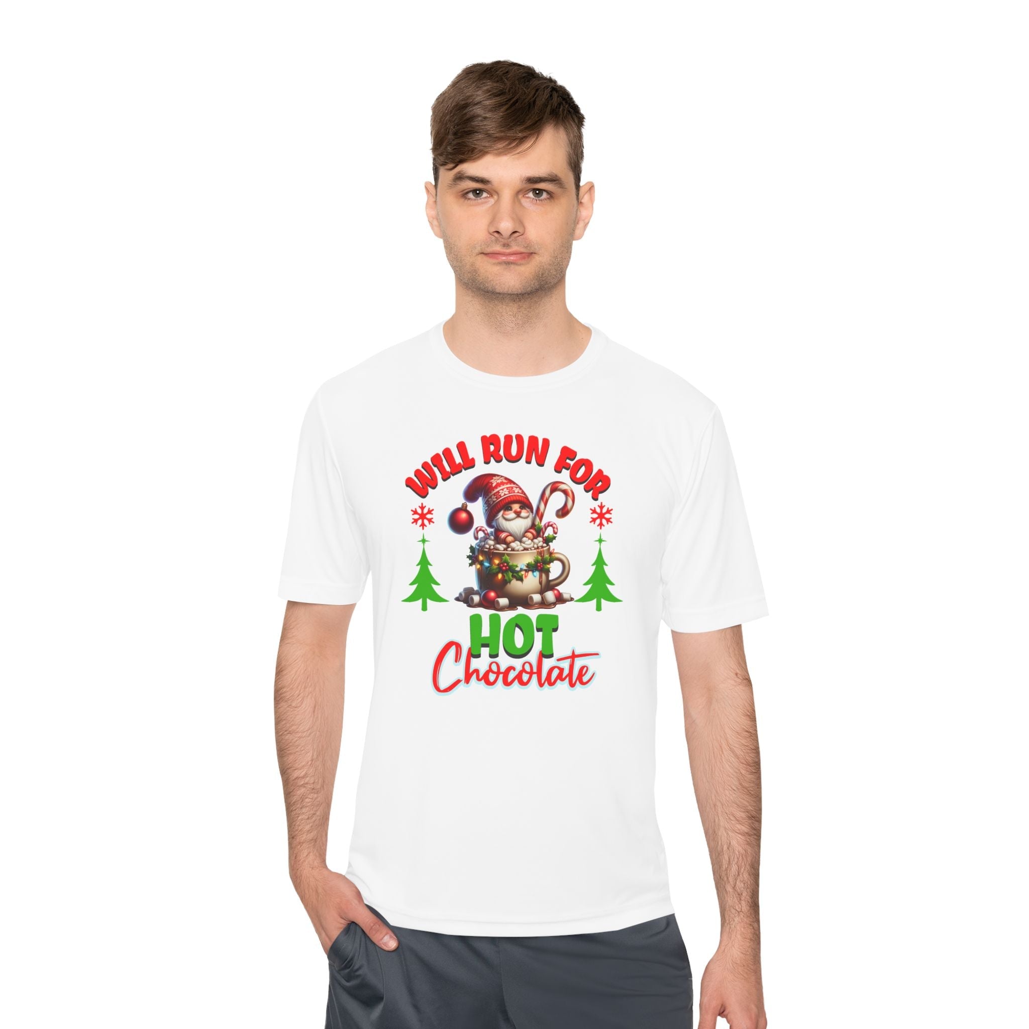 Will Run for Hot Chocolate - Unisex Moisture Wicking Tee - Forward Gear Athletics